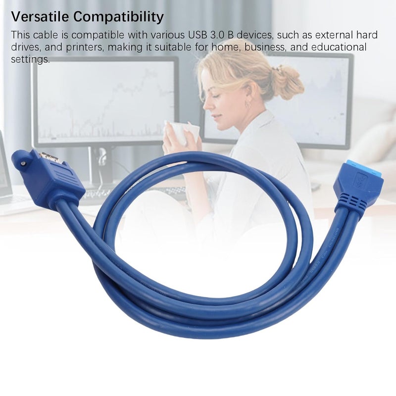 Yunseity USB 3.0 Extension Cable, OFC Coring PVC Casing 5Mbps 20P to 2xUSB3.0 Extension Cable with Screw Hole for Hard Drive Enclosure, Printer - Image 3