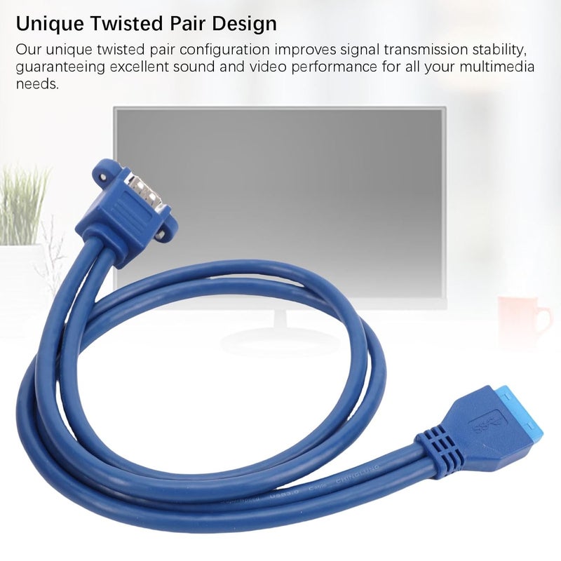 Yunseity USB 3.0 Extension Cable, OFC Coring PVC Casing 5Mbps 20P to 2xUSB3.0 Extension Cable with Screw Hole for Hard Drive Enclosure, Printer - Image 4