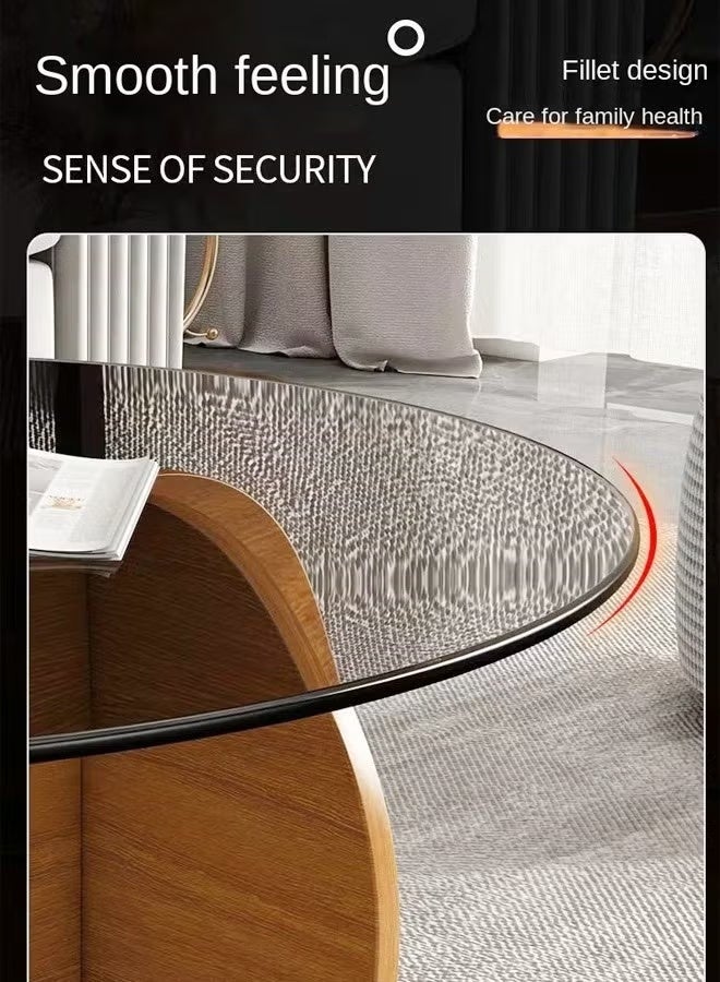 WALALLA Modern Style Wooden Frame Glass Top Coffee Table Center Table Round End Table for Living Room Home Office Furniture Perfect for Living Room Decor,Sturdy and Elegant Furniture to Elevate Your Space 60*60*40cm - Image 4