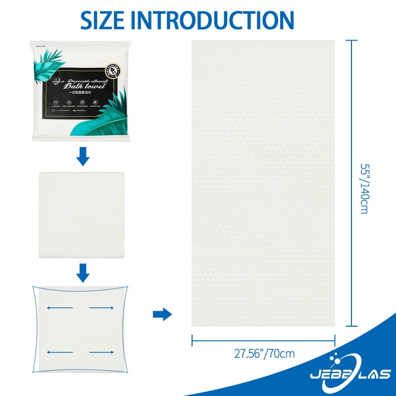 JEBBLAS 8 Pack Disposable Bath Towels Shower Bath 55 X27.5 Inch Big Towels Body Towel for Hiking, Camping, Backpack, Cycling Bicycle Road Trip - Image 5