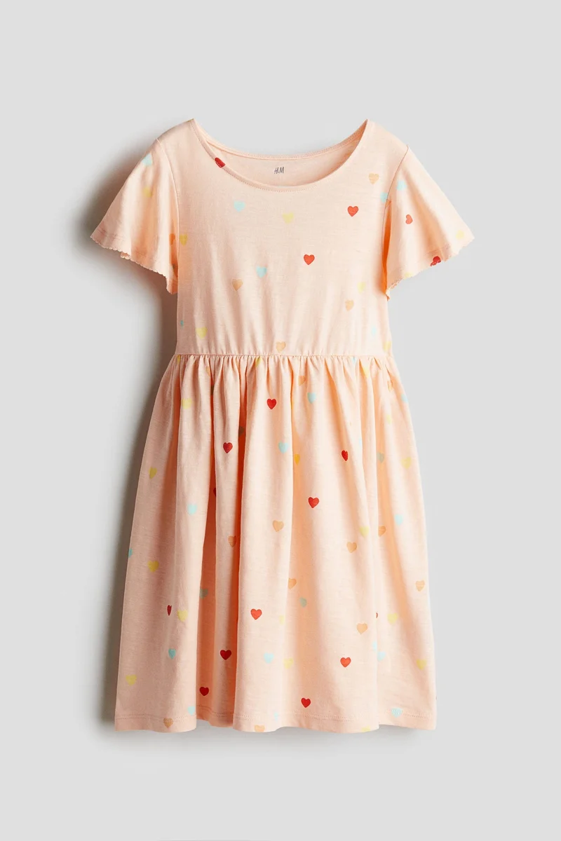 اتش اند ام فستان قطني بأكمام فراشة