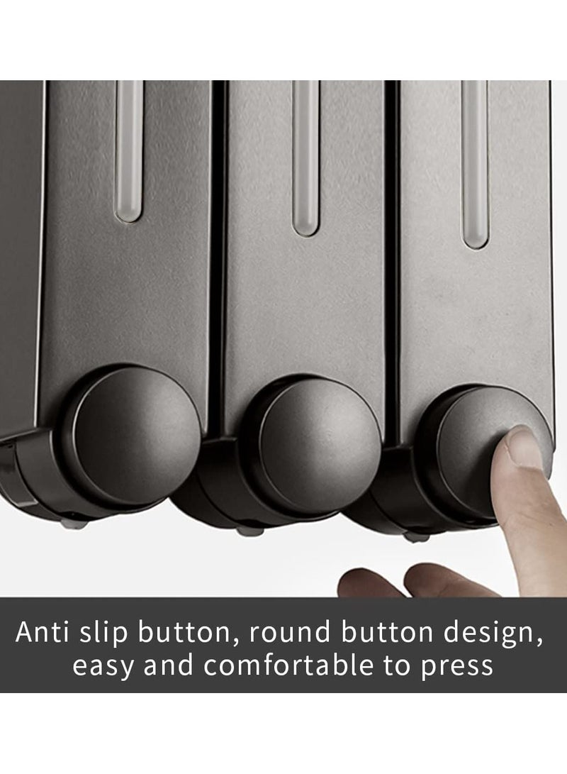 Wall-Mounted 3-Chamber Liquid Soap and Shampoo Dispenser, 3x420ml Capacity, No-Drill Shower Pump Organizer for Bathroom, Kitchen, and Toilet (Black) - Image 3