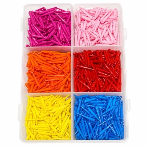 eshoppee 200 gm 22 Inch Long Shape Multicolor Plastic Beads 1200 Pieces for Jewellery Making Kit Art and Crafts Materials for Necklace Bracelet Earring Making Materials DIY Kit - Image 1