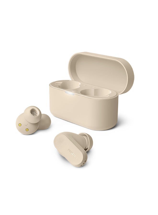 Philips True Wireless Earbuds, TWS Bluetooth 5.3 with Hybrid ANC, AI Clear Calls, Dynamic Bass Boost, IPX4 Waterproof, Touch Controls, USB-C Charging Case, Up to 24H Battery Life, TAT3509,   Beige beige - Image 1
