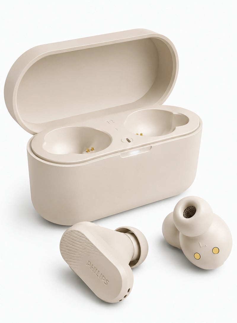 Philips True Wireless Earbuds, TWS Bluetooth 5.3 with Hybrid ANC, AI Clear Calls, Dynamic Bass Boost, IPX4 Waterproof, Touch Controls, USB-C Charging Case, Up to 24H Battery Life, TAT3509,   Beige beige - Image 1