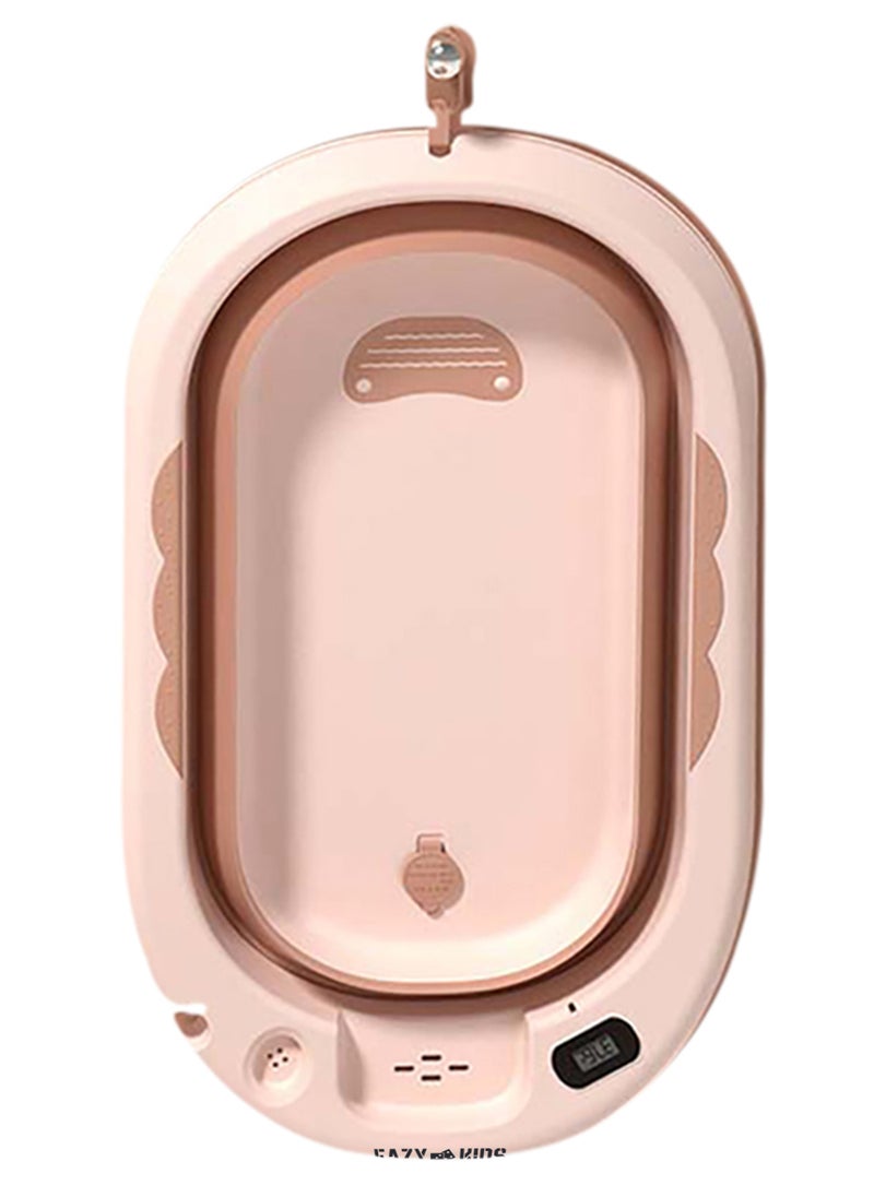 Eazy Kids Temperature Controlled Foldable Bathtub With Intelligent Temperature Monitoring Thermometer And Baby Head Shampoo Wash Rinse Mug - Orange  - Image 1