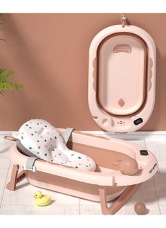 Eazy Kids حوض استحمام قابل للطي مع التحكم في درجة الحرارة ومقياس حرارة ذكي لمراقبة درجة الحرارة وكوب لغسل وشطف شامبو رأس الطفل - برتقالي  - Image 2