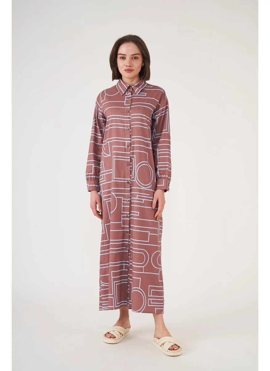 Mevra Patterned Shirt Dress Brown Indigo