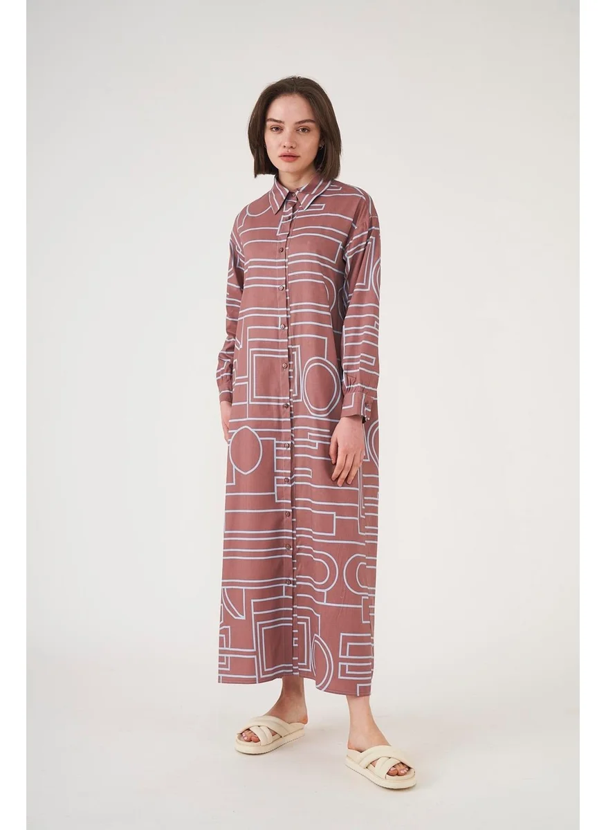 Mevra Patterned Shirt Dress Brown Indigo