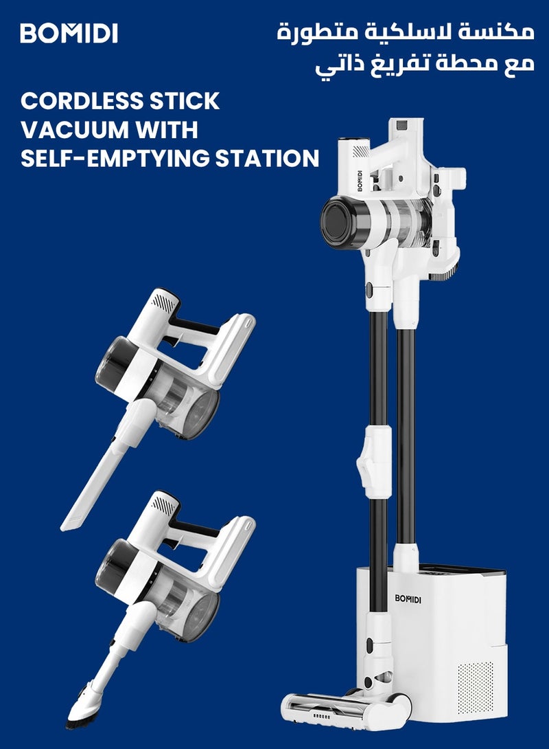 BOMIDI UltraClean Max Cordless Stick Vacuum with Self-Emptying Station, Powerful 28KPA Brushless Motor, 3-Speed Adjustable Suction, Smart LED Display, and Advanced Deep Cleaning Technology for Effortless Home Maintenance - Image 1