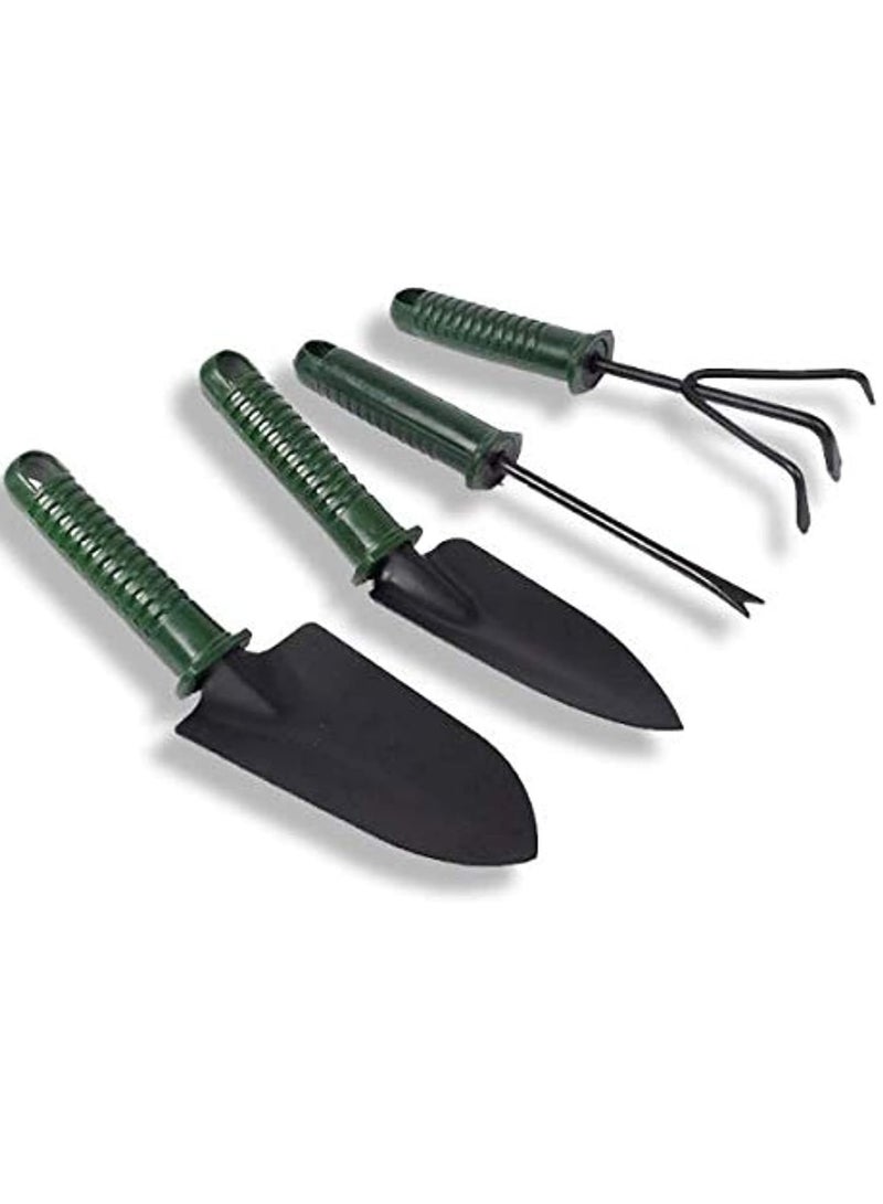 مجموعة أدوات حديقة مكونة من 4 قطع، 25 سم، مجرفة، مجرفة، مقص أوراق، مجرفة، حديقة جنية مصغرة، أدوات زراعة يدوية، لون أخضر
