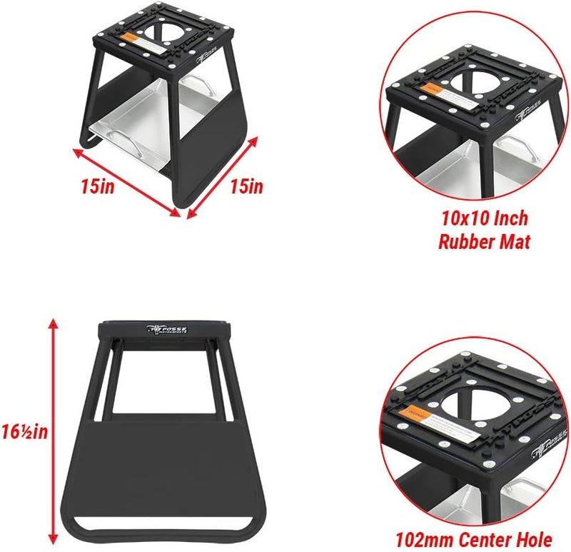 Pit Posse pp277Bk Motorcycle Panel Id Stand Fits Motocross Dirt Bike Mx - Compatible with Yamaha Honda Kawasaki Suzuki KTM - Includes Removable Tool Tray - 5 Year Warranty (Black) - Image 4