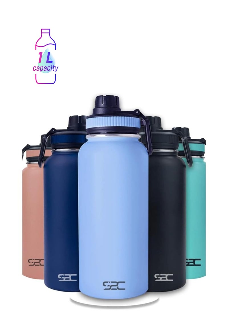S2C S2C Stainless Steel Water Bottle 1L,32oz Double Wall Vacuum Insulated Water Bottle, BPA Free Water Bottle for Kids School with Spout Lid - Thermos Water Flask for Hot Water, Water Bottles (SKY BLUE)  - Image 1