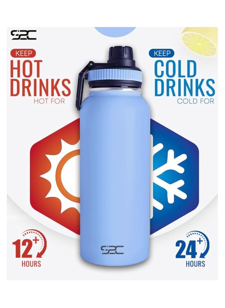 S2C S2C Stainless Steel Water Bottle 1L,32oz Double Wall Vacuum Insulated Water Bottle, BPA Free Water Bottle for Kids School with Spout Lid - Thermos Water Flask for Hot Water, Water Bottles (SKY BLUE)  - Image 3