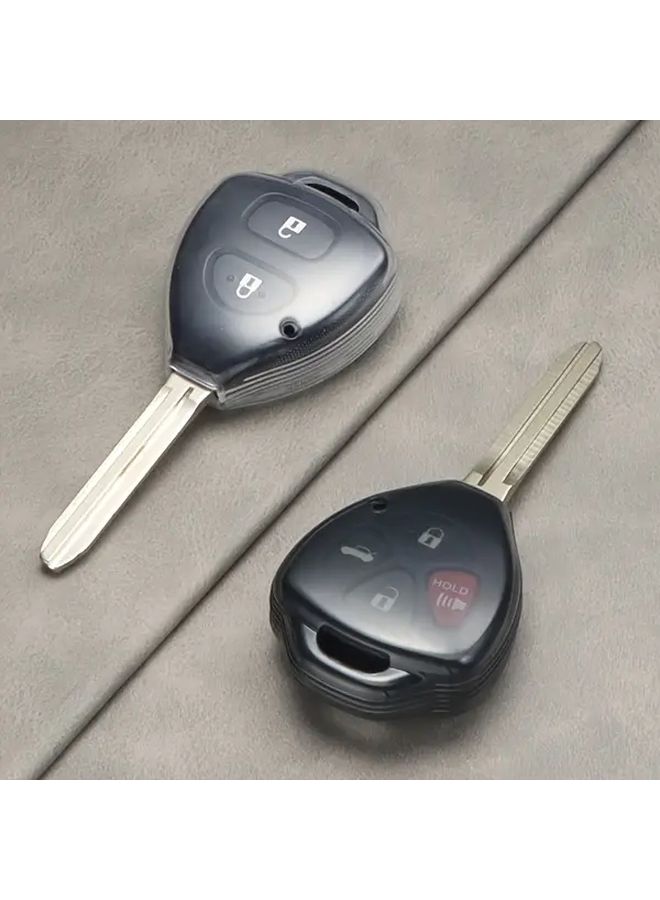 Transparent Black Car Key Covers Designed For Camry Corolla Crown RAV4 And Others Stylish Fashion Ring Buckle Suitable For Men And Women - Image 3