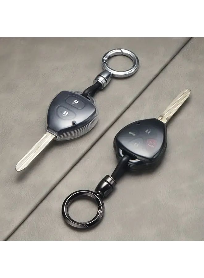 Transparent Black Car Key Covers Designed For Camry Corolla Crown RAV4 And Others Stylish Fashion Ring Buckle Suitable For Men And Women - Image 1