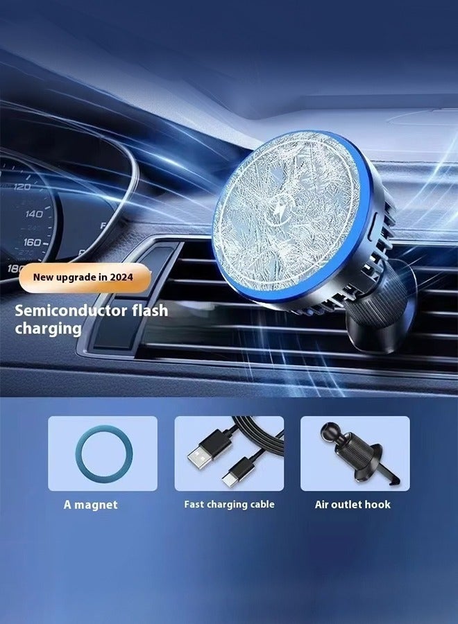 Aijmil Smartphone Radiator Cooling Fan, 15W Fast Wireless Charging Function, Magnetic Adsorption Semiconductor Cooling, Car Phone Holder for Charging Device Port, for iPhone 12/13/14/15/16 Series - Image 1