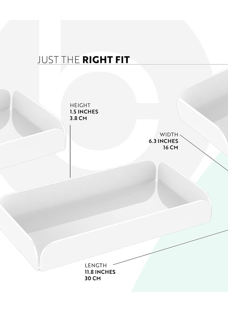 إي وورلد مجموعة صواني أكريليك بيضاء متعددة الاستخدامات للتنظيم، منظم حمام أنيق، صينية تقديم الطعام، صينية مكتبية، صينية أكريليك زخرفية، والمزيد، متوفرة في عبوات من 1 و 2 - Image 2