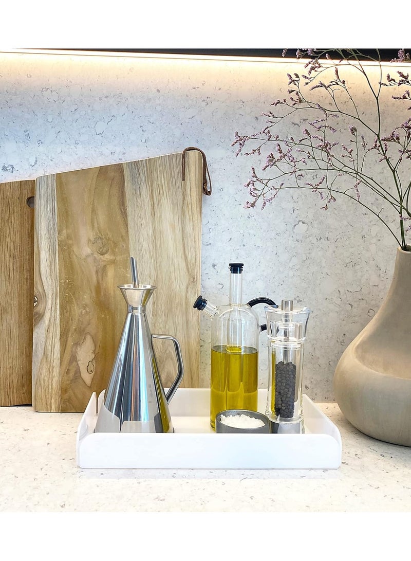 إي وورلد مجموعة صواني أكريليك بيضاء متعددة الاستخدامات للتنظيم، منظم حمام أنيق، صينية تقديم الطعام، صينية مكتبية، صينية أكريليك زخرفية، والمزيد، متوفرة في عبوات من 1 و 2 - Image 5