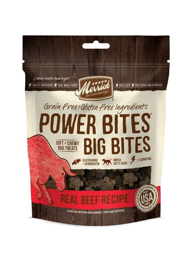 Merrick Power Bites Dog Treats Big Bites, Beef and Sweet Potato Recipe - 6 oz Bag - Image 1