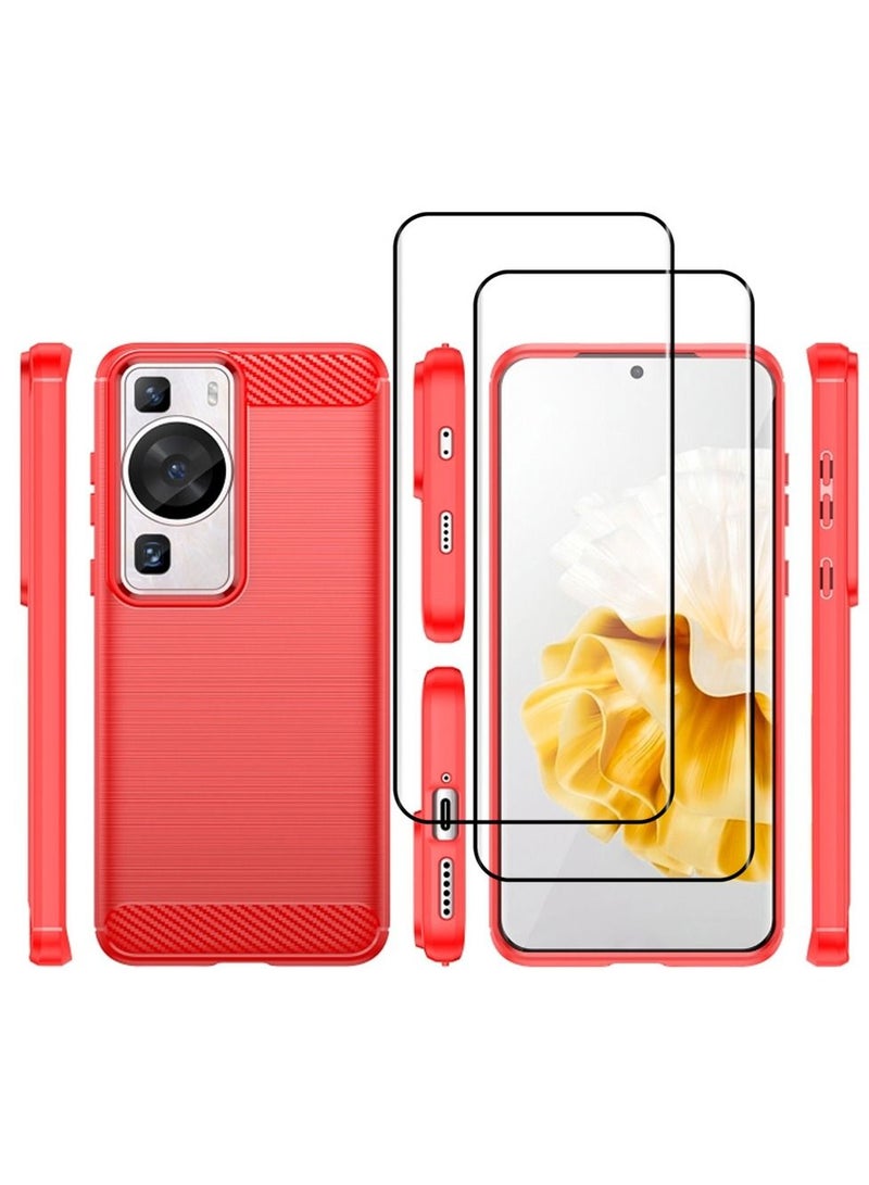 CATANES 3 Packs For Huawei P60 Pro Case and 2 Screen Protectors Soft TPU Bumper Protective Back Cover Red - Image 3