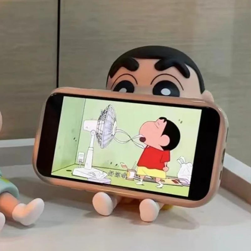 YOURKARTS.COM Cute Shin-Chan Mobile Holder | ABS Cartoon Figurine Phone Stand for Desk | Non-Slip and Portable Mobile Support for Tablets | Cute Holder for Boys & Girls Use Home or Office - Image 4