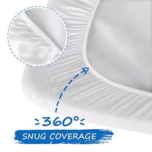 Coldwind Bedside Sleeper Bassinet Sheets Waterproof to Fit Mika Micky, Baby Delight, MiClassic, Milliard, Baby Joy Bassinet, Soft Breathable Cotton Bassinet Sheet 33"x 20"x 5", 2 Pack Boys Girls, White - Image 3