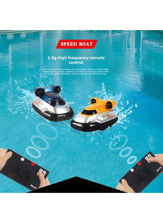 Generic - Hot Sale Mini Remote Control Hovercraft Remote Control Speedboat Motorboat Children Summer Water Play Bathroom Toy Model-Color:Blue - Image 1