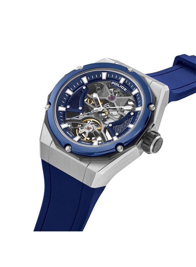 POLICE Men Dayton Black Dial Blue Silicone Strap Automatic Watch - 45mm - Image 2