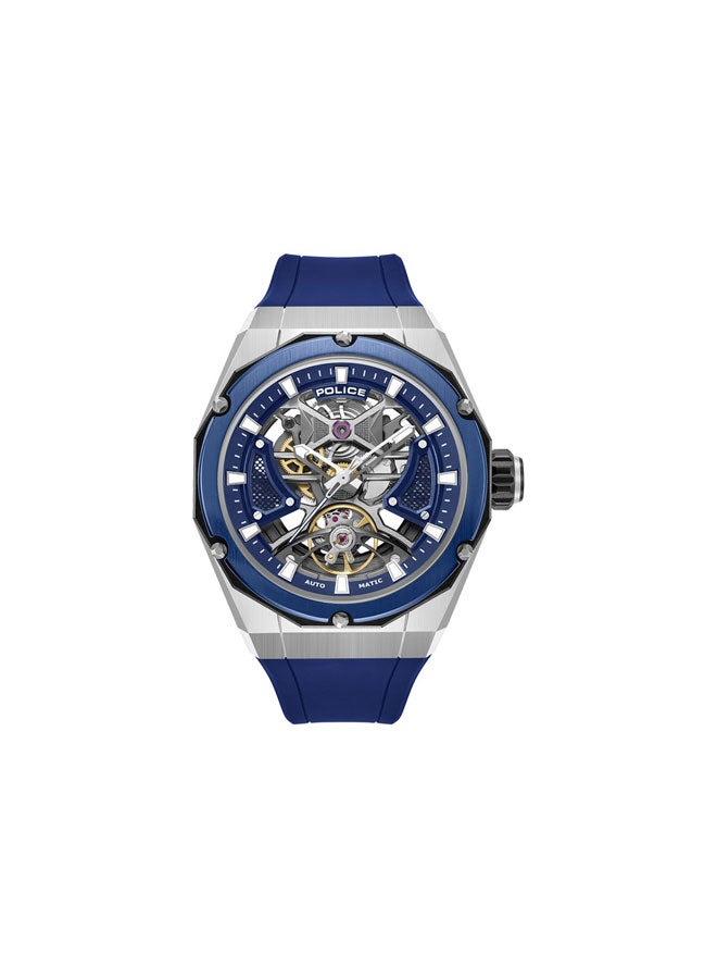 POLICE Men Dayton Black Dial Blue Silicone Strap Automatic Watch - 45mm - Image 1