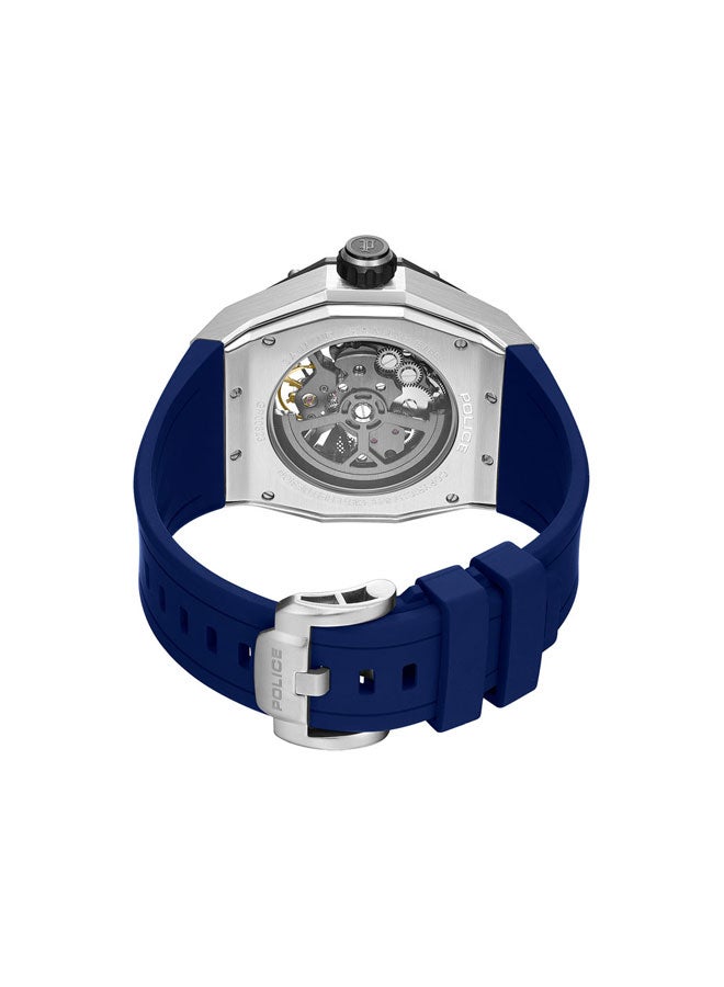 POLICE Men Dayton Black Dial Blue Silicone Strap Automatic Watch - 45mm - Image 3