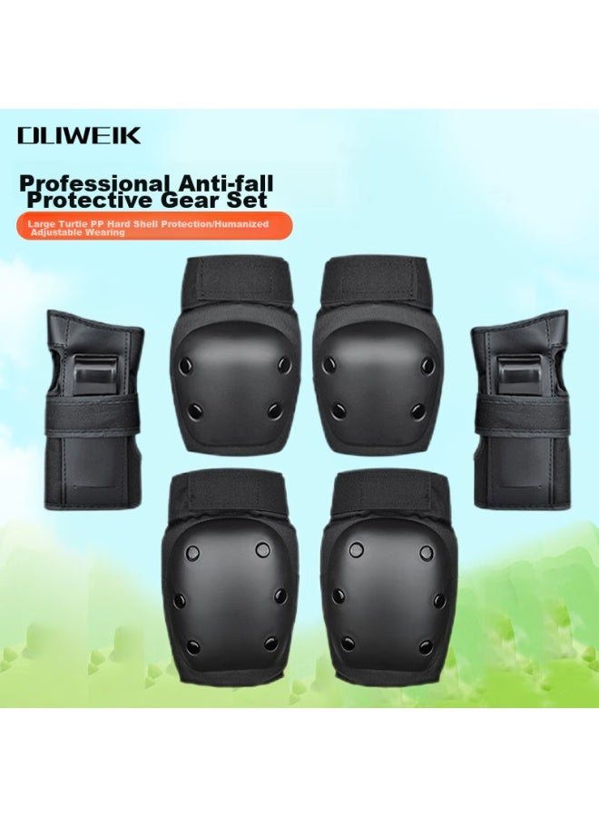 Dweck Duweike Roller Skating Skateboard Protective Gear, Professional Children And Adults Knee Pads, Elbow Pads, Palm Guards, Six-piece Set, For Land And Ice Skating, Haigui L - Image 1
