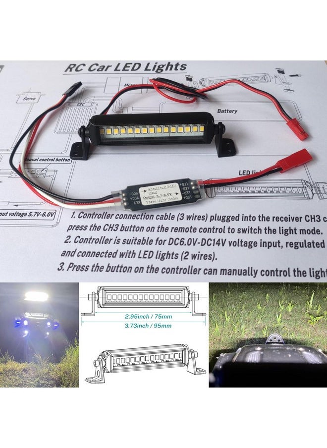 Zhongzhen - Rc Light Bar 15 Led 2.95 Inch Aluminum Rc Lights Rc Crawler Accessories For Axial Scx10 Traxxas Trx4 Trx4M Arrma Senton Redcat Gen7 1/10 1/18 Scale Rock Crawler Truck Rc Car Roof Light Kit Zhongzhen - Image 1