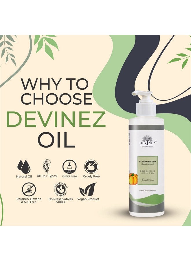 Devinez Pumpkin Seed Pure Cold Pressed Certified Oil 100Ml In White Color Hdpe Bottle With Lotion Pump 100% Pure Natural Undiluted Therapeutic Grade For Skin Hair Lip And Nail Care. - Image 2