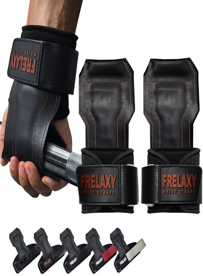 Frelaxy Weight Lifting Grips, 3-in-1 Wrist Straps with Strong Non-Slip Rubber Palm & Fully Enclosed Neoprene Padding for Pull Ups, Deadlifts, Rows, Lat Pulldowns (Brown, One Size) - Image 1