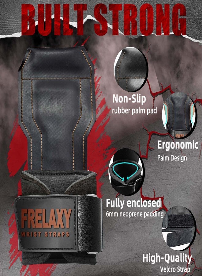 Frelaxy Weight Lifting Grips, 3-in-1 Wrist Straps with Strong Non-Slip Rubber Palm & Fully Enclosed Neoprene Padding for Pull Ups, Deadlifts, Rows, Lat Pulldowns (Brown, One Size) - Image 4