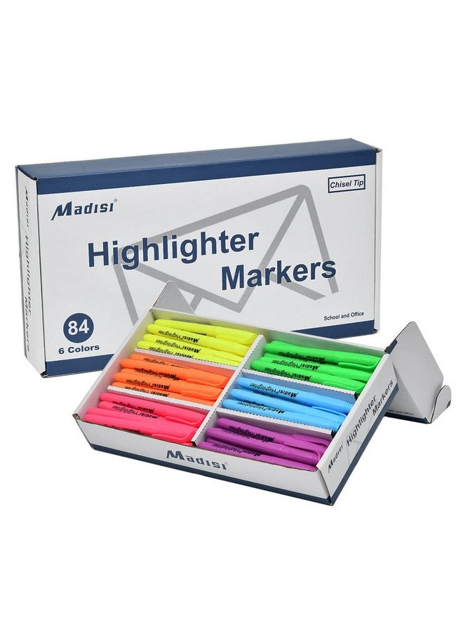 Madisi Highlighters, Chisel Tip, Assorted Colors, Bulk Pack, 84-Count - Image 1