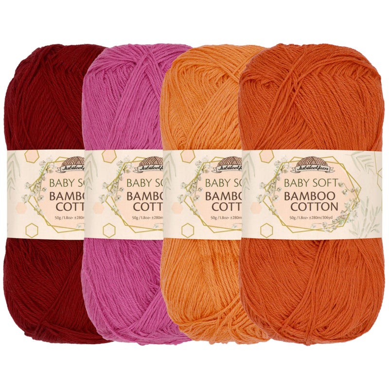 BambooMN JubileeYarn Baby Soft Bamboo Cotton Yarn  50gSkein  Shades of Orange  4 Skeins
