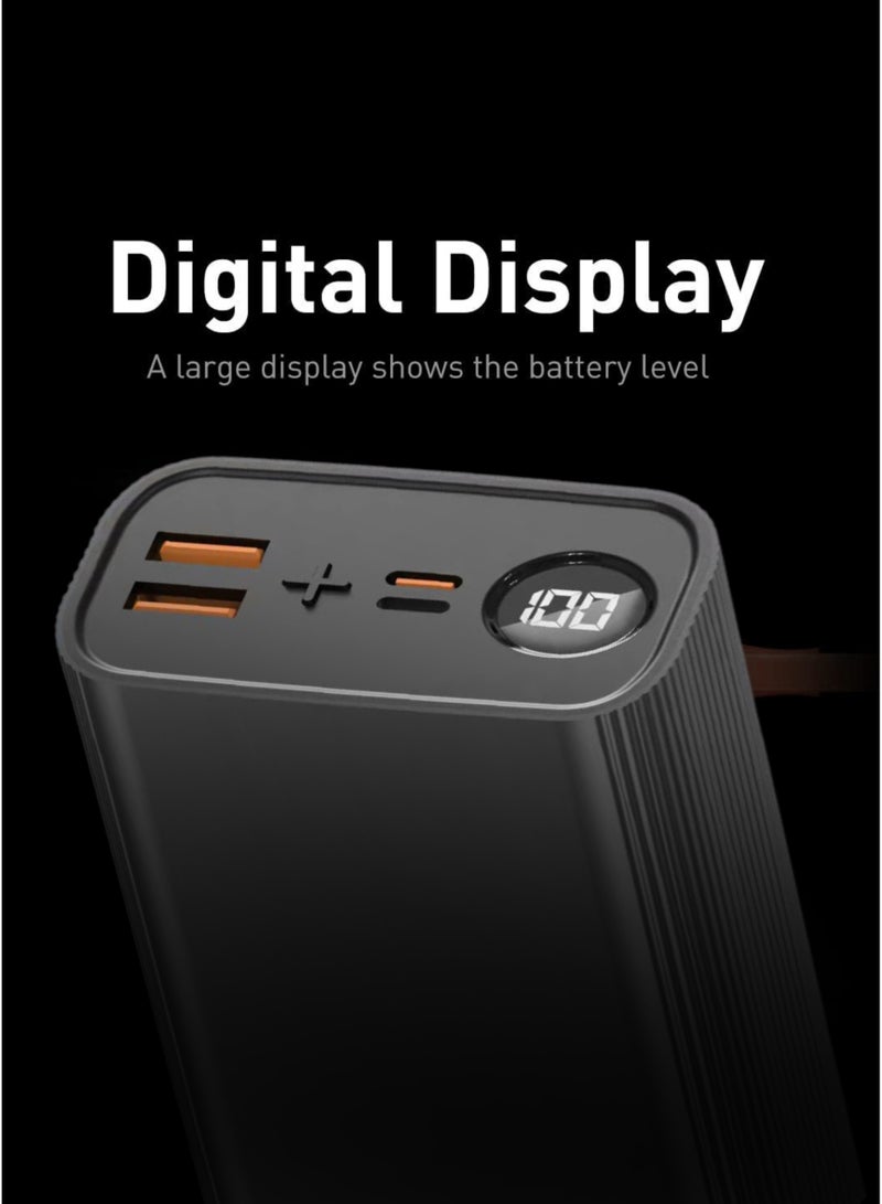 بونسي باور بانك من بنزي، سعة 30000 مللي أمبير/ساعة، شحن سريع 65 واط، منفذا USB + منفذا PD، مدخل مزدوج، 4 مخارج، شاحن عالي السرعة لأجهزة متعددة - متوافق مع أجهزة iPhone وSamsung وHuawei وXiaomi وجميع أجهزة USB-C | رمادي - Image 2