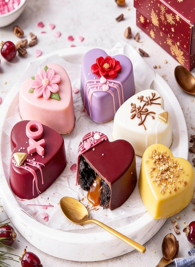 LEBERY Heart Chocolate Molds Silicone 2 Pcs Heart Shaped Muffin Cake Pan Mold Hearts Candy Jello Molds Nonstick Silicone Mold for Baking Hearts Valentine Cupcake Pan for Brownies, Tartlets and Egg Bites - Image 2