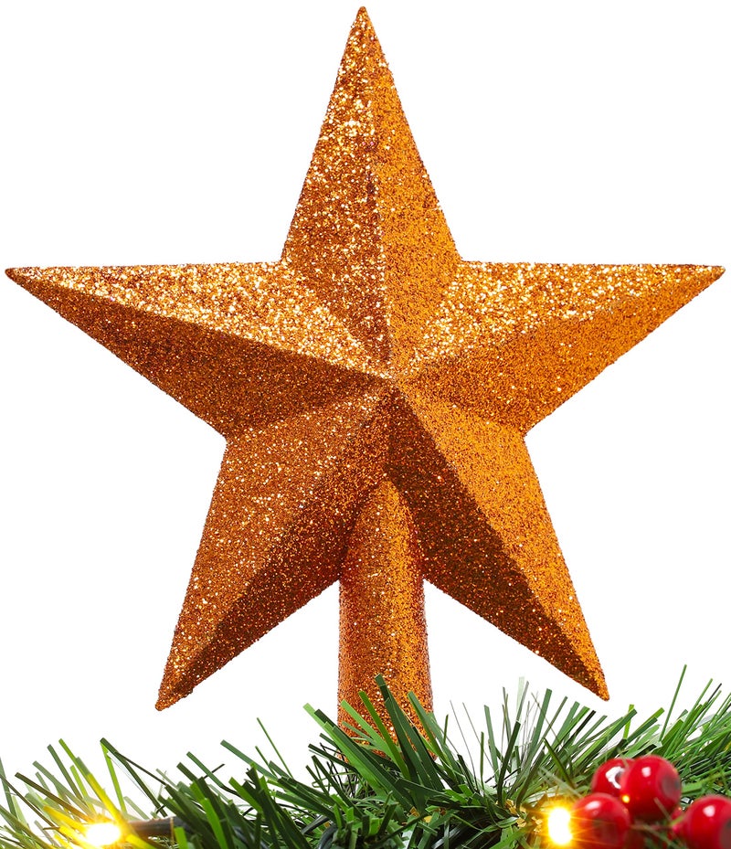 Christmas Concepts 20cm Glitter Tree Top Star Decoration  Christmas Tree TopperOrnament Copper