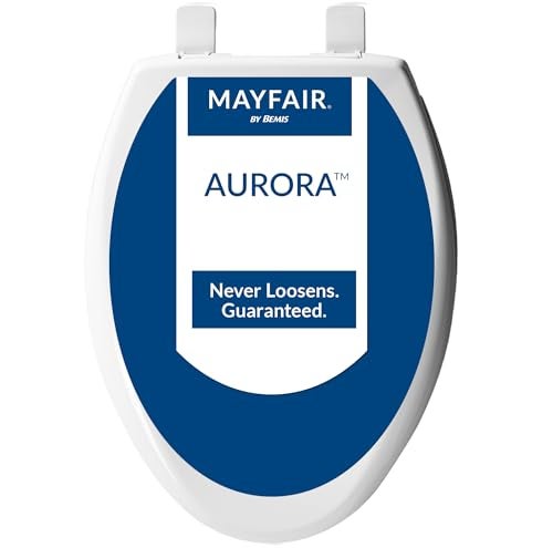 Mayfair Aurora Slow Close Toilet Seat, Easy Clean Hinges and Adjustable Perfect Fit Plastic Seat, Made in USA, Elongated, White - Image 4
