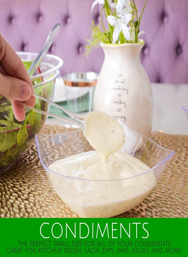 PLASTICPRO أوعية تقديم مربعة بلاستيكية قابلة للاستخدام مرة واحدة، وعاء للوجبات الخفيفة أو السلطة، بلاستيك شفاف أو أبيض عبوة من 4 (16 أونصة، شفاف) - Image 5