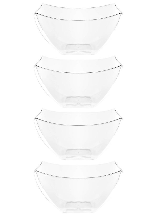 PLASTICPRO أوعية تقديم مربعة بلاستيكية قابلة للاستخدام مرة واحدة، وعاء للوجبات الخفيفة أو السلطة، بلاستيك شفاف أو أبيض عبوة من 4 (16 أونصة، شفاف) - Image 1