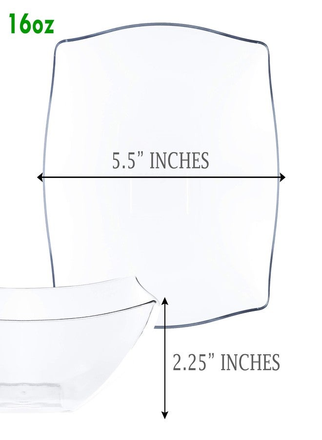 PLASTICPRO أوعية تقديم مربعة بلاستيكية قابلة للاستخدام مرة واحدة، وعاء للوجبات الخفيفة أو السلطة، بلاستيك شفاف أو أبيض عبوة من 4 (16 أونصة، شفاف) - Image 2