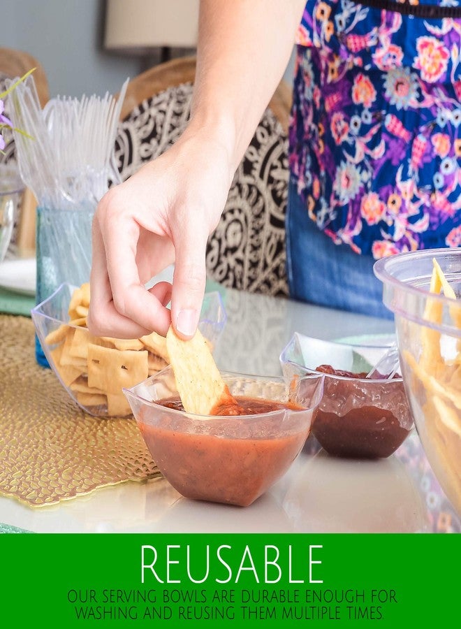 PLASTICPRO أوعية تقديم مربعة بلاستيكية قابلة للاستخدام مرة واحدة، وعاء للوجبات الخفيفة أو السلطة، بلاستيك شفاف أو أبيض عبوة من 4 (16 أونصة، شفاف) - Image 4