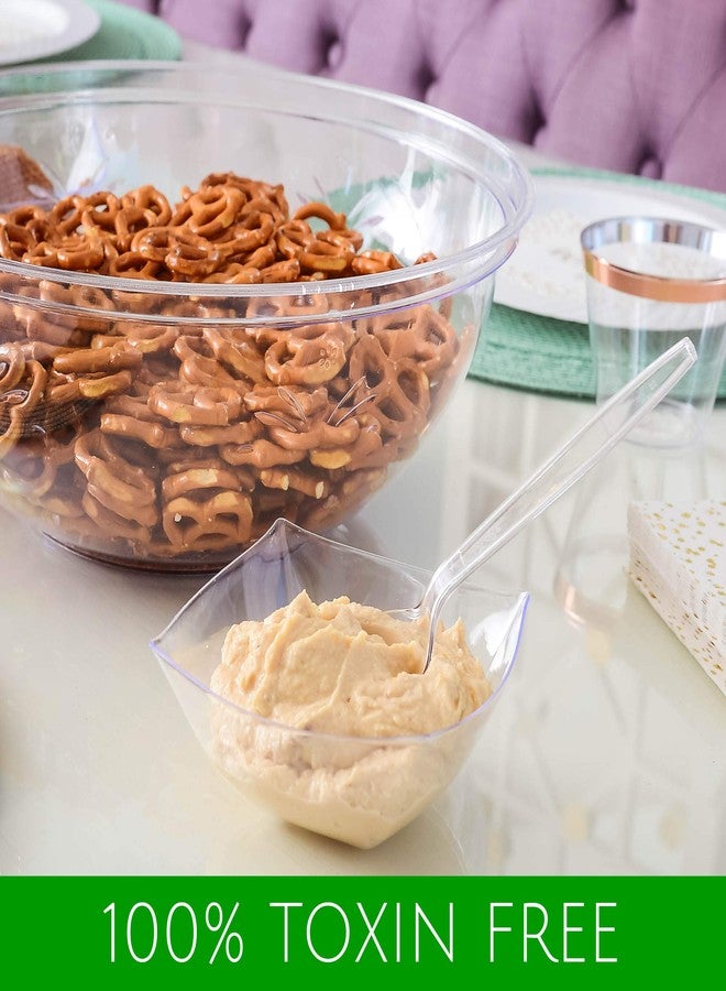 PLASTICPRO أوعية تقديم مربعة بلاستيكية قابلة للاستخدام مرة واحدة، وعاء للوجبات الخفيفة أو السلطة، بلاستيك شفاف أو أبيض عبوة من 4 (16 أونصة، شفاف) - Image 3