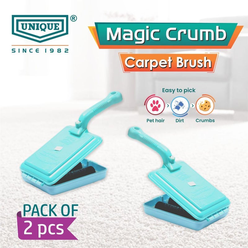 Unique UNIQUE Smart Magic Crumb Sweeper Carpet Cleaning Brush for Home Dust Sofa bedsheet car Seats with Double Soft Nylon Rollers Virgin Plastic Body Pack of 2  - Image 2