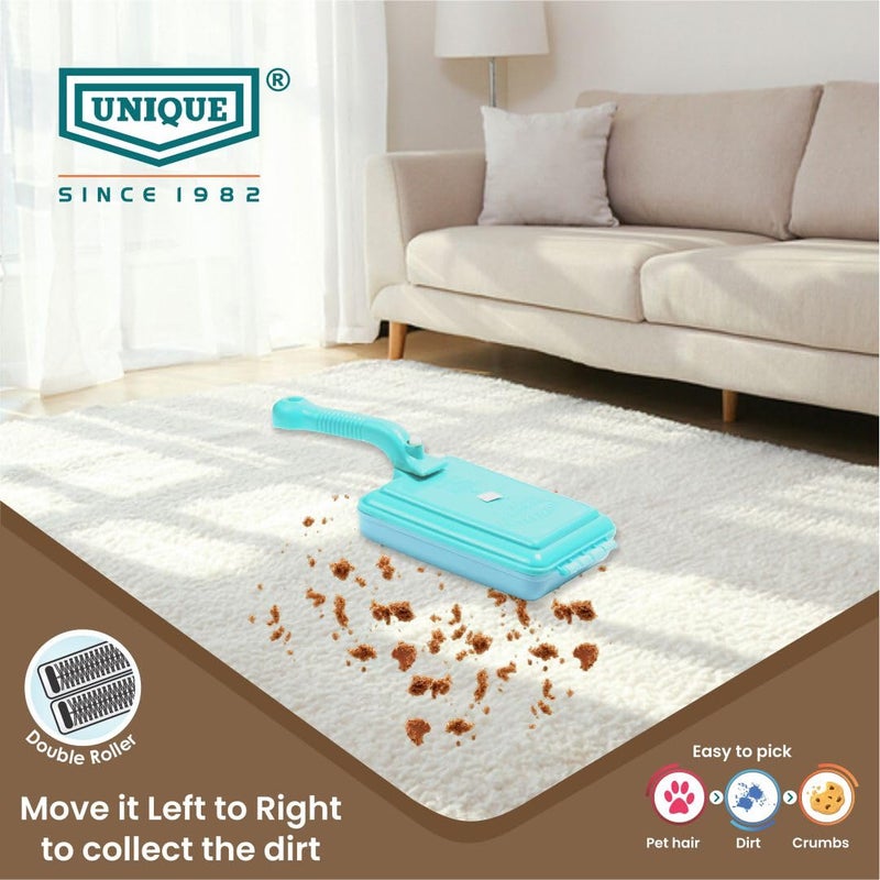 Unique UNIQUE Smart Magic Crumb Sweeper Carpet Cleaning Brush for Home Dust Sofa bedsheet car Seats with Double Soft Nylon Rollers Virgin Plastic Body Pack of 2  - Image 3