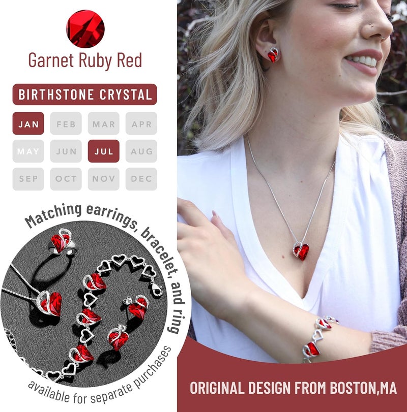 Leafael Valentine's Day Gift Necklaces for Women, Infinity Love Birthstone Heart Crystal Pendant, Birthday Anniversary Jewelry for Wife, Mom, and Her, Silver Plated, 18" + 2" Adjustable Chain - Image 4